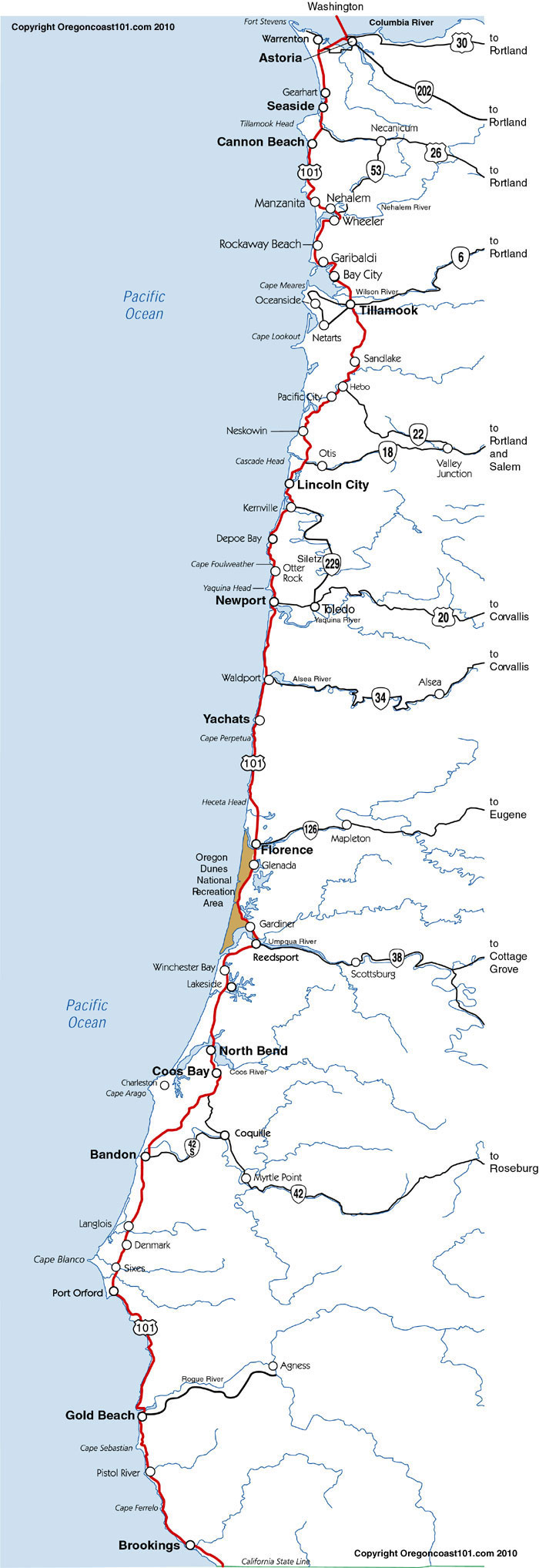 Map of Oregon Coast